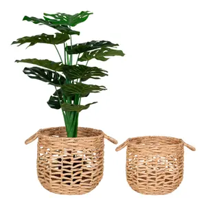 Water hyacinth storage basket, with handles, round House Nordic Adra (x2) image-2