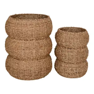 Round sea grass storage basket House Nordic Sarbas (x2)