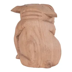 Decorative bulldog object in suar wood, nature House Nordic Kelso image-2