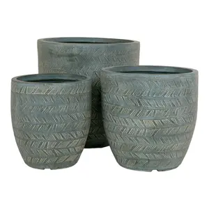Set of 3 clay fiber planters House Nordic Stratford image-0