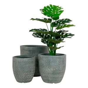 Set of 3 clay fiber planters House Nordic Stratford image-1