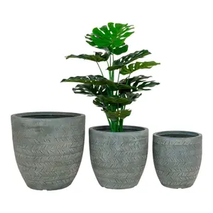 Set of 3 clay fiber planters House Nordic Stratford image-2
