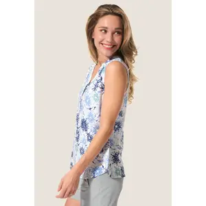 Camisola feminina de decote em V com botões Hublot Mode Marine Baie image-2