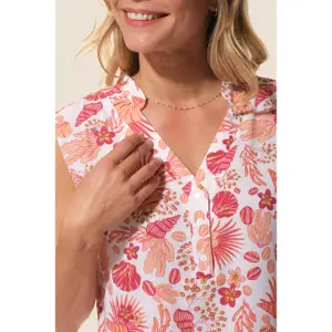 Camisola feminina de decote em V com botões Hublot Mode Marine Baie image-2