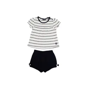 Baby girl t-shirt and bloomer set in fancy knit Hublot Mode Marine Glace image-0