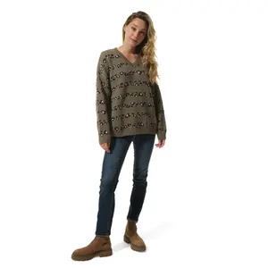 Suéter de cuello en V para mujer Hublot Mode Marine Camelise image-1