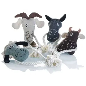 Plymleksak för hundar med ko och rep Hunter image-2