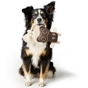 Plymleksak för hundar med ko och rep Hunter image-1