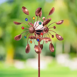 Metalová větrná růžice s LED solárními kyblíky Icare Distribution image-1