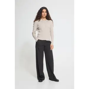 Womens Long Sleeve Ribbed Polo Ichi IHLuls image-3