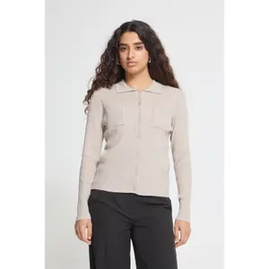 Womens Long Sleeve Ribbed Polo Ichi IHLuls image-4