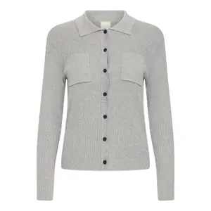 Womens Long Sleeve Ribbed Polo Ichi IHLuls image-0