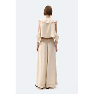 Kvinded blouse med flæser i hør Ikikiz image-1