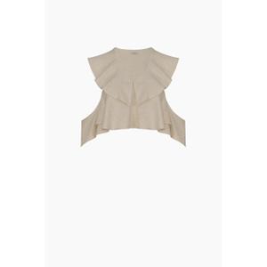 Kvinded blouse med flæser i hør Ikikiz image-3