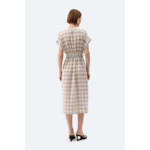 Checkered wrap dress for women Ikikiz image-1
