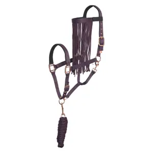Ensemble licol nylon et longe d'attache pour cheval avec frontal anti-mouches Imperial Riding image-0