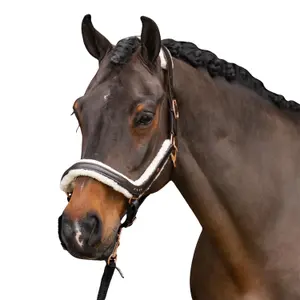 Leather and fur headcollar for horse Imperial Riding Luxury image-0