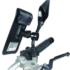 Motorcycle smartphone holder on rearview mirror with charger Chaft image-1