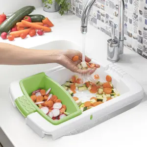 Tagliere allungabile con vassoio, ciotola e scolapasta 3 in 1 InnovaGoods PractiCut image-3