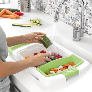 Tagliere allungabile con vassoio, ciotola e scolapasta 3 in 1 InnovaGoods PractiCut image-5