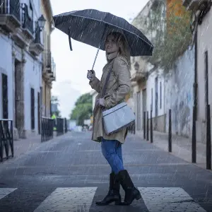 Zusammenklappbarer Regenschirm mit umgekehrtem Verschluss und LED InnovaGoods Folbrella