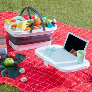 v0103866-panier-de-pique-nique-pliable-avec-couvercle-table-innovagoods-pickning-blanc-gris-tu