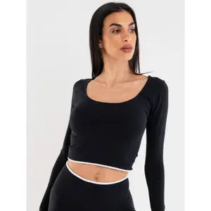 Women's long-sleeved crop T-shirt Invertika Eclettika