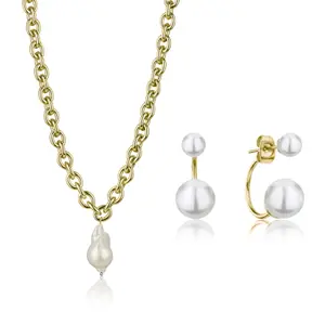 Ensemble collier et boucles d'oreilles femme Isabella Ford Morgan Pearl image-0