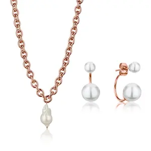 Ensemble collier et boucles d'oreilles femme Isabella Ford Morgan Pearl image-0