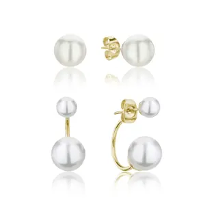Lot de 2 paires de boucles d'oreilles femme Isabella Ford Agata Pearl image-0