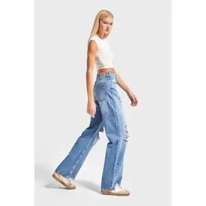 Hochtaillierte Straight Jeans Damen It's Basic Emma image-3
