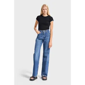 Hochtaillierte Straight Jeans Damen It's Basic Emma image-1