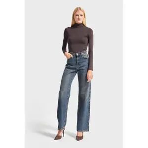 Women's High-Waisted Straight Jeans It's Basic Emma image-1