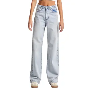 Hoge taille rechte jeans dames It's Basic Emma image-0