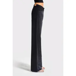 Hoge taille rechte jeans dames It's Basic Emma Rhinestone image-3