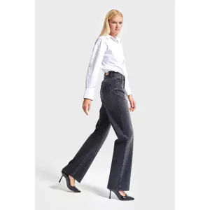 Hoge taille rechte jeans dames It's Basic Emma Rhinestone image-3