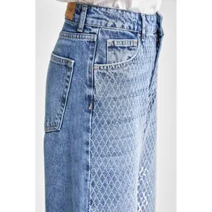 Hochtaillierte Straight Jeans Damen It's Basic Emma Rhinestone image-4