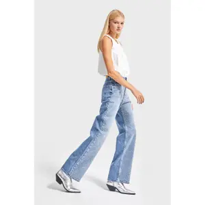 Hochtaillierte Straight Jeans Damen It's Basic Emma Rhinestone image-3