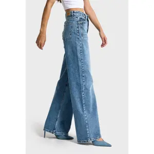 Hoge Taille Wide Leg Jeans Dames It's Basic Olea image-3