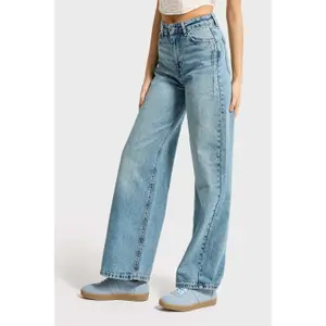 Hochbund Weite Beinform Jeans Damen It's Basic Olea image-3