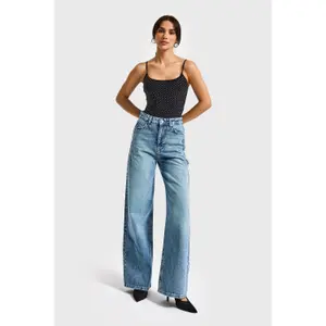 Hochbund Weite Beinform Jeans Damen It's Basic Olea image-1