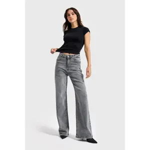 Hochwertige High-Waist Wide Leg Jeans Damen It's Basic image-1
