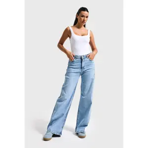 High Waist Refined Wide Leg Jeans for Women It's Basic image-1