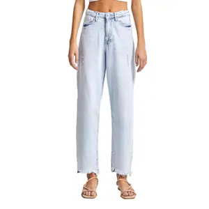 Hochtaillierte Relaxed Jeans mit feiner Kante Damen It's Basic image-0