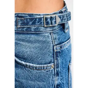 Hochtaillierte Baumwolle Wide Leg Jeans Damen It's Basic Skater image-4