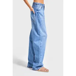 Hochtaillierte Baumwolle Wide Leg Jeans Damen It's Basic Skater image-3