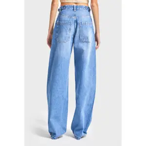 Hochtaillierte Baumwolle Wide Leg Jeans Damen It's Basic Skater image-2