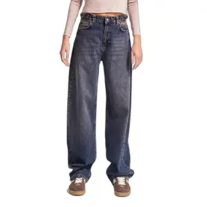 Hochtaillierte Baumwolle Wide Leg Jeans Damen It's Basic Skater image-0