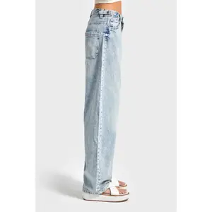 Hochtaillierte Baumwolle Wide Leg Jeans Damen It's Basic Skater image-3