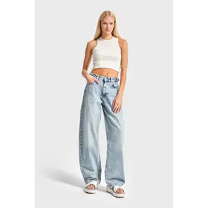 Hochtaillierte Baumwolle Wide Leg Jeans Damen It's Basic Skater image-1